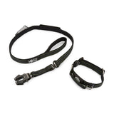 Black dog leash and collar set on a white background